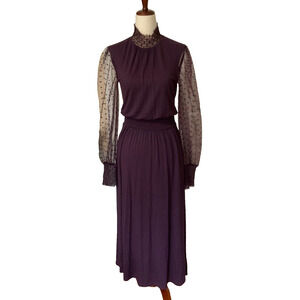 BODEN Tulle Sleeve Smocked Dress Plum Size 2